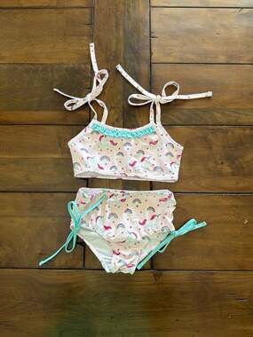 SweetHoney Toddler Girls 4T Unicorn and Rainbow Two-Piece Swimsuit